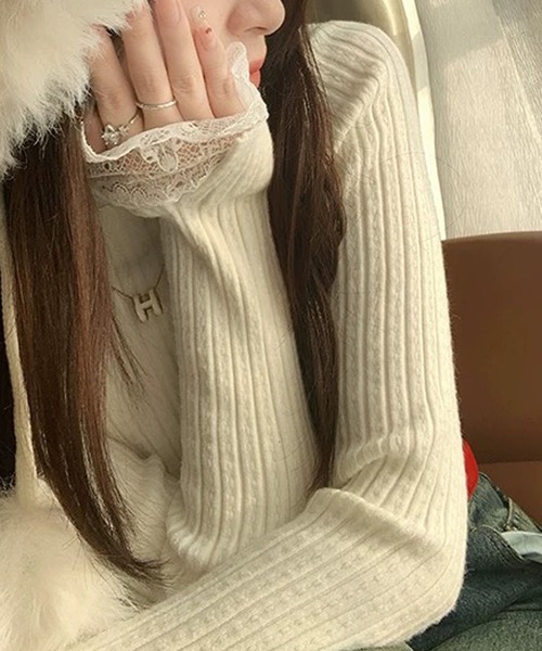 ✧✧✧ レースご案内 ✧✧✧ No.5　ホワイト系レース Tシャツ/カットソー（ホワイト/白色系・レース）ファッション通販