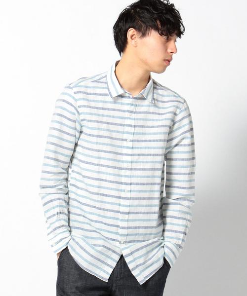 SHIPS（シップス）の「SC: SHIPS（シップス） "Shuttle notes" インディゴ コットン/リネン ナロー シャツ（シャツ/ブラウス・メンズ・ホワイト/ブルー/ネイビー/その他・SMALL/MEDIUM/LARGE/X-LARGE）」の2枚目の写真