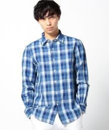 SHIPS | SC: SHIPS（シップス） "Shuttle notes" インディゴ コットン/リネン ナロー シャツ(シャツ/ブラウス)