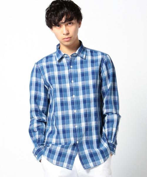 SHIPS（シップス）の「SC: SHIPS（シップス） "Shuttle notes" インディゴ コットン/リネン ナロー シャツ（シャツ/ブラウス・メンズ・ホワイト/ブルー/ネイビー/その他・SMALL/MEDIUM/LARGE/X-LARGE）」の3枚目の写真