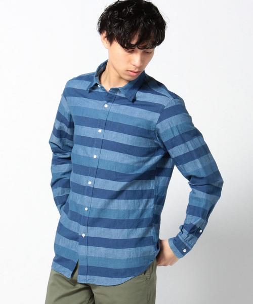 SHIPS（シップス）の「SC: SHIPS（シップス） "Shuttle notes" インディゴ コットン/リネン ナロー シャツ（シャツ/ブラウス・メンズ・ホワイト/ブルー/ネイビー/その他・SMALL/MEDIUM/LARGE/X-LARGE）」の4枚目の写真