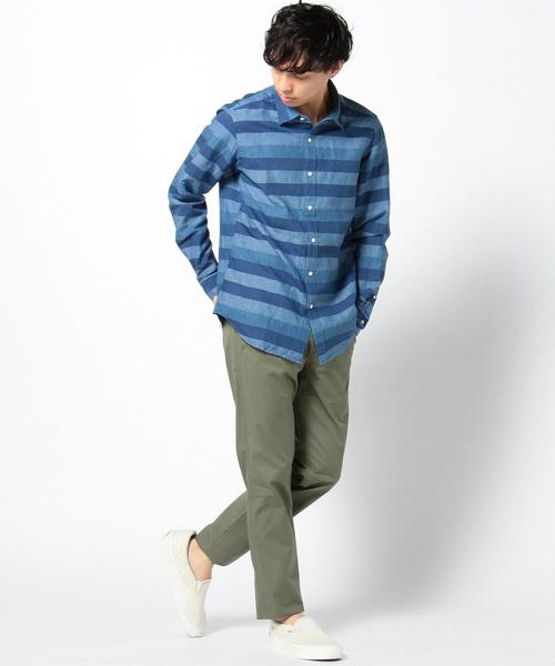 SHIPS（シップス）の「SC: SHIPS（シップス） "Shuttle notes" インディゴ コットン/リネン ナロー シャツ（シャツ/ブラウス・メンズ・ホワイト/ブルー/ネイビー/その他・SMALL/MEDIUM/LARGE/X-LARGE）」の7枚目の写真