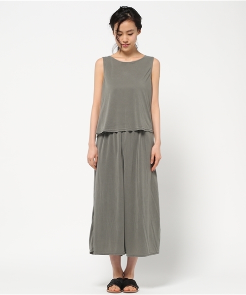 NATURAL BEAUTY BASIC(ナチュラルビューティーベーシック)の「【AneCan 6月号掲載】【JJ 6月号掲載】天竺ガウチョSET UP(ワンピース・レディース・ダークベージュ/カーキ・MEDIUM/SMALL)」の3枚目の写真