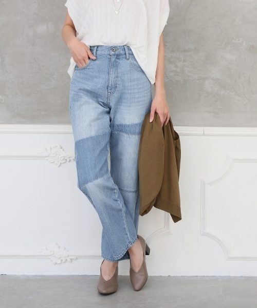 LEPSIM(レプシィム)の「ハイライズストレートデニムパンツ 725479(デニムパンツ・レディース・ライトブルー/ブルー/ワンウォッシュ・LARGE/MEDIUM)」の1枚目の写真