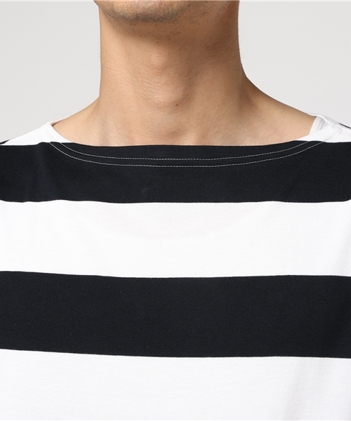 ORCIVAL（オーシバル）の「ORCIVAL 40/2　6.5×6.5 ボーダーバスクシャツ（Tシャツ/カットソー・メンズ・ベージュ/ネイビー/イエロー/グレー/ブラック・5/3/4）」の8枚目の写真