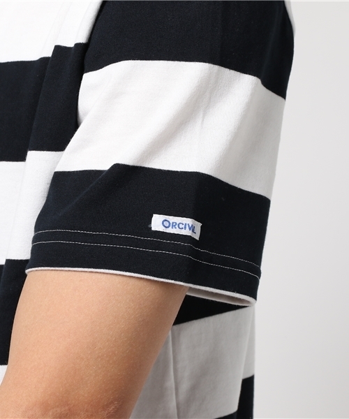 ORCIVAL（オーシバル）の「ORCIVAL 40/2　6.5×6.5 ボーダーバスクシャツ（Tシャツ/カットソー・メンズ・ベージュ/ネイビー/イエロー/グレー/ブラック・5/3/4）」の9枚目の写真