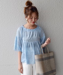 liflattie ships | liflattie ships:カットレース ギャザー ブラウス ◇(シャツ/ブラウス)