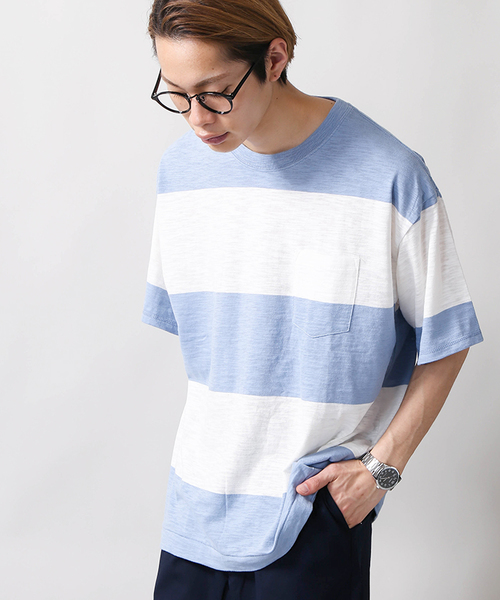 WEGO（ウィゴー）の「WEGO/スラブビッグシルエットポケットカットソー（Tシャツ/カットソー・メンズ・ピンク/ライム/ホワイト/レッド/サックスブルー/ブルー系その他5/ブラック系その他5/ネイビー/ロイヤルブルー/イエロー/ブルー系その他/トリコロール/ワイン/ダークグリーン/ベージュ系その他5/レッド系その他5/ホワイト系その他5・SMALL/LARGE/MEDIUM）」の9枚目の写真