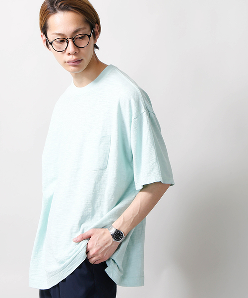 WEGO（ウィゴー）の「WEGO/スラブビッグシルエットポケットカットソー（Tシャツ/カットソー・メンズ・ピンク/ライム/ホワイト/レッド/サックスブルー/ブルー系その他5/ブラック系その他5/ネイビー/ロイヤルブルー/イエロー/ブルー系その他/トリコロール/ワイン/ダークグリーン/ベージュ系その他5/レッド系その他5/ホワイト系その他5・SMALL/LARGE/MEDIUM）」の7枚目の写真