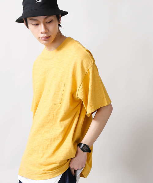 WEGO（ウィゴー）の「WEGO/スラブビッグシルエットポケットカットソー（Tシャツ/カットソー・メンズ・ピンク/ライム/ホワイト/レッド/サックスブルー/ブルー系その他5/ブラック系その他5/ネイビー/ロイヤルブルー/イエロー/ブルー系その他/トリコロール/ワイン/ダークグリーン/ベージュ系その他5/レッド系その他5/ホワイト系その他5・SMALL/LARGE/MEDIUM）」の13枚目の写真