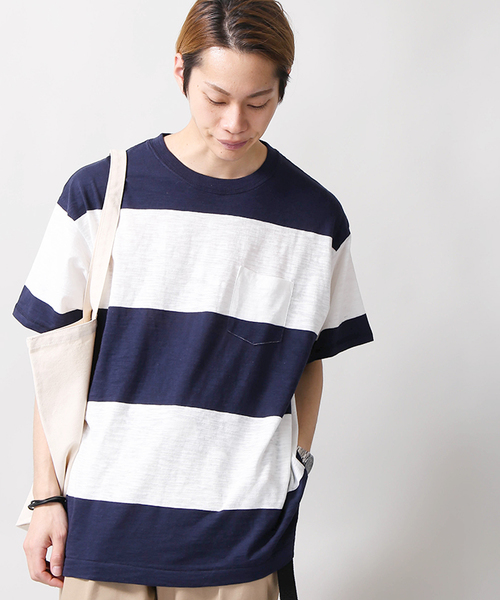 WEGO（ウィゴー）の「WEGO/スラブビッグシルエットポケットカットソー（Tシャツ/カットソー・メンズ・ピンク/ライム/ホワイト/レッド/サックスブルー/ブルー系その他5/ブラック系その他5/ネイビー/ロイヤルブルー/イエロー/ブルー系その他/トリコロール/ワイン/ダークグリーン/ベージュ系その他5/レッド系その他5/ホワイト系その他5・SMALL/LARGE/MEDIUM）」の12枚目の写真