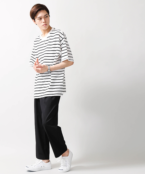 WEGO（ウィゴー）の「WEGO/スラブビッグシルエットポケットカットソー（Tシャツ/カットソー・メンズ・ピンク/ライム/ホワイト/レッド/サックスブルー/ブルー系その他5/ブラック系その他5/ネイビー/ロイヤルブルー/イエロー/ブルー系その他/トリコロール/ワイン/ダークグリーン/ベージュ系その他5/レッド系その他5/ホワイト系その他5・SMALL/LARGE/MEDIUM）」の20枚目の写真