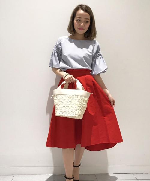 Jewel Changes（ジュエルチェンジズ）の「〓★JOCIT OX 2タック イレヘムスカート（スカート・レディース・パープル/レッド/ライトブルー・38/36）」の5枚目の写真