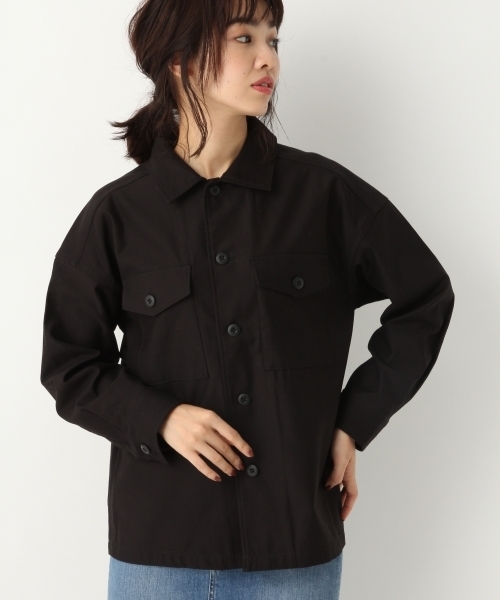 A part by（アパートバイ）の「Cミリタリーシャツジャケット 769453 （ミリタリージャケット・レディース・ブラック/カーキ・FREE）」の6枚目の写真