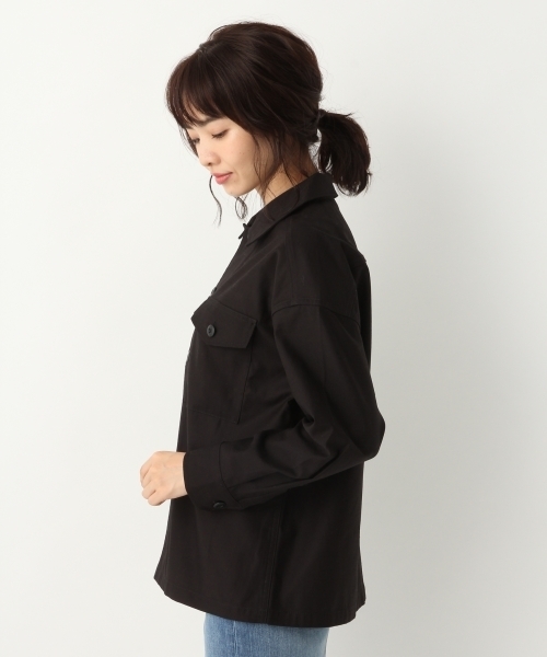 A part by（アパートバイ）の「Cミリタリーシャツジャケット 769453 （ミリタリージャケット・レディース・ブラック/カーキ・FREE）」の7枚目の写真