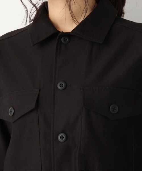 A part by（アパートバイ）の「Cミリタリーシャツジャケット 769453 （ミリタリージャケット・レディース・ブラック/カーキ・FREE）」の11枚目の写真