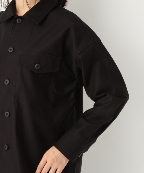 A part by（アパートバイ）の「Cミリタリーシャツジャケット 769453 （ミリタリージャケット・レディース・ブラック/カーキ・FREE）」の12枚目の写真