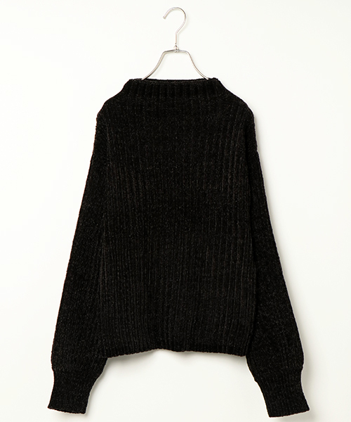 VENCEEXCHANGE（ヴァンスエクスチェンジ）の「ベロアモールボトルネックニット               （ニット/セーター・レディース・ブラック/レッド/オフホワイト/マスタード・MEDIUM）」の3枚目の写真