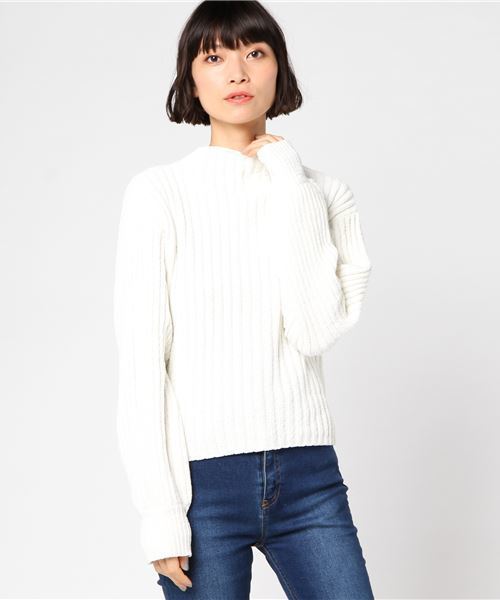 VENCEEXCHANGE（ヴァンスエクスチェンジ）の「ベロアモールボトルネックニット               （ニット/セーター・レディース・ブラック/レッド/オフホワイト/マスタード・MEDIUM）」の11枚目の写真