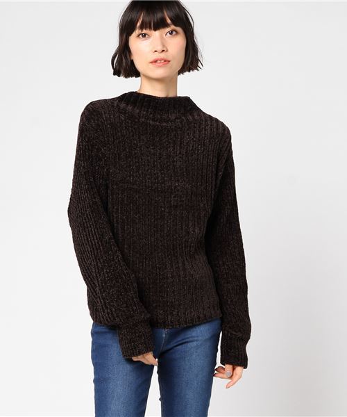 VENCEEXCHANGE（ヴァンスエクスチェンジ）の「ベロアモールボトルネックニット               （ニット/セーター・レディース・ブラック/レッド/オフホワイト/マスタード・MEDIUM）」の12枚目の写真