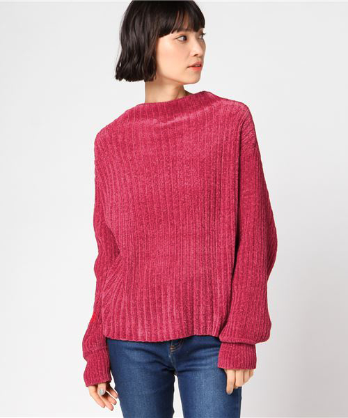 VENCEEXCHANGE（ヴァンスエクスチェンジ）の「ベロアモールボトルネックニット               （ニット/セーター・レディース・ブラック/レッド/オフホワイト/マスタード・MEDIUM）」の14枚目の写真