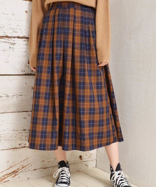 earth music&ecology（アースミュージックアンドエコロジー）の「チェックタックスカート（スカート・レディース・グレー/グリーン/ボルドー/マスタード・FREE）」の3枚目の写真