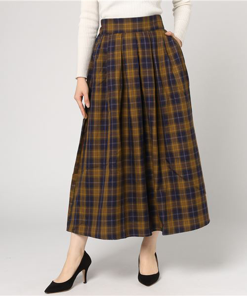 earth music&ecology（アースミュージックアンドエコロジー）の「チェックタックスカート（スカート・レディース・グレー/グリーン/ボルドー/マスタード・FREE）」の14枚目の写真