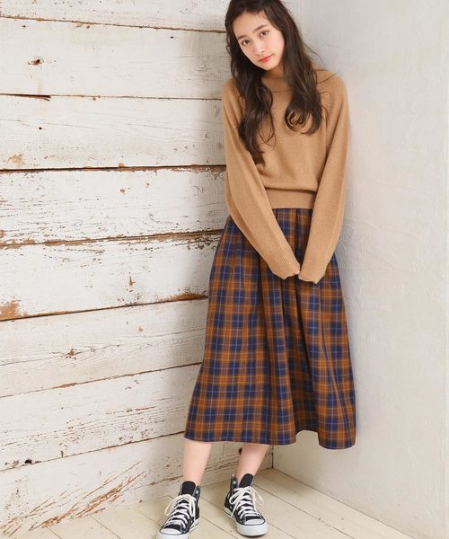 earth music&ecology（アースミュージックアンドエコロジー）の「チェックタックスカート（スカート・レディース・グレー/グリーン/ボルドー/マスタード・FREE）」の13枚目の写真