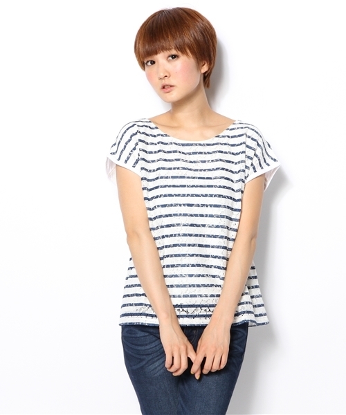 green label relaxing（グリーンレーベルリラクシング）の「：：GC　ラッセルレースB/リボンPO②カットソー（Tシャツ/カットソー・レディース・オフホワイト/ベージュ/ネイビー・フリー）」の3枚目の写真