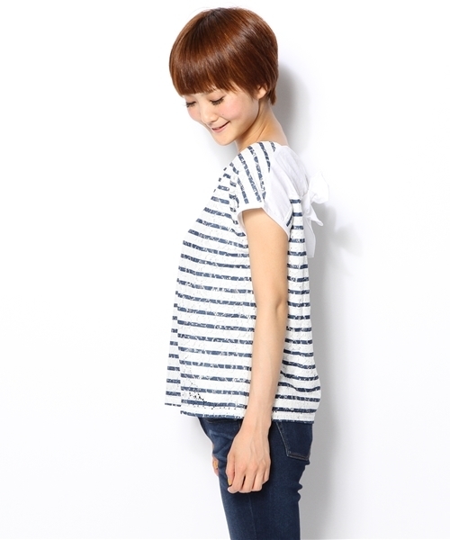 green label relaxing（グリーンレーベルリラクシング）の「：：GC　ラッセルレースB/リボンPO②カットソー（Tシャツ/カットソー・レディース・オフホワイト/ベージュ/ネイビー・フリー）」の5枚目の写真