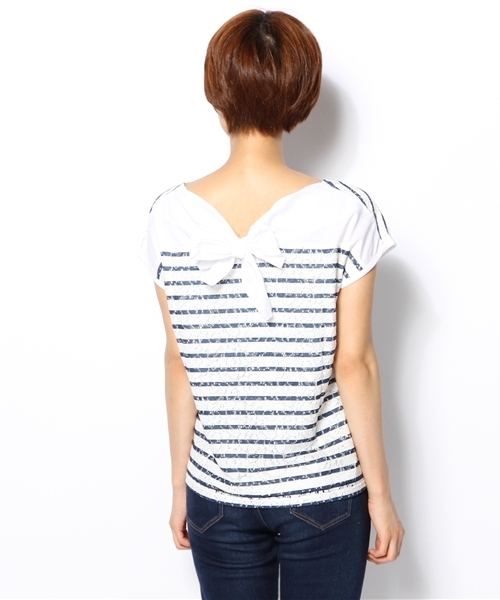 green label relaxing（グリーンレーベルリラクシング）の「：：GC　ラッセルレースB/リボンPO②カットソー（Tシャツ/カットソー・レディース・オフホワイト/ベージュ/ネイビー・フリー）」の6枚目の写真