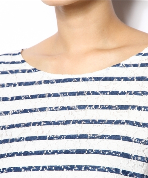 green label relaxing（グリーンレーベルリラクシング）の「：：GC　ラッセルレースB/リボンPO②カットソー（Tシャツ/カットソー・レディース・オフホワイト/ベージュ/ネイビー・フリー）」の8枚目の写真