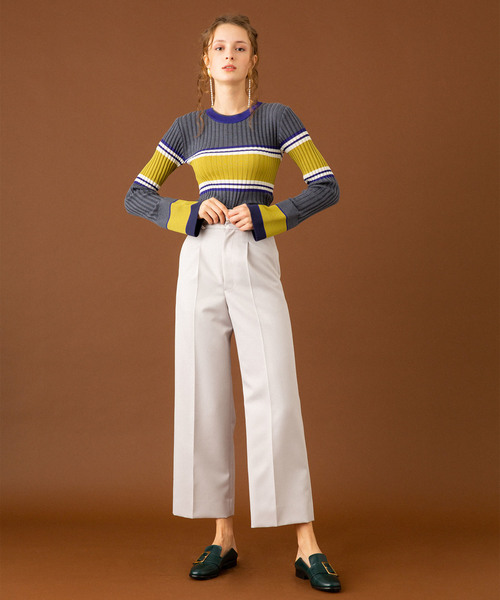 UNITED TOKYO（ユナイテッドトウキョウ）の「ケミカルマルチボーダーニット（ニット/セーター・レディース・ワインレッド/グレー・1）」の16枚目の写真