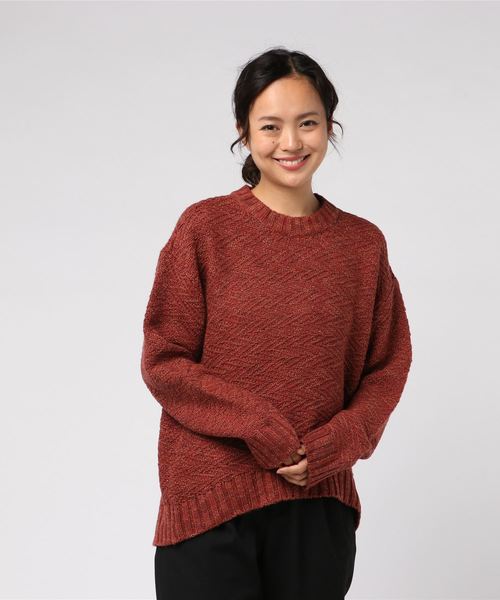 RVCA(ルーカ)の「RVCAレディースZIGGEDKNITSWEATERセーター/ルーカ ニット(ニット/セーター・レディース・エンジ/グレー・SMALL/X-SMALL)」の1枚目の写真