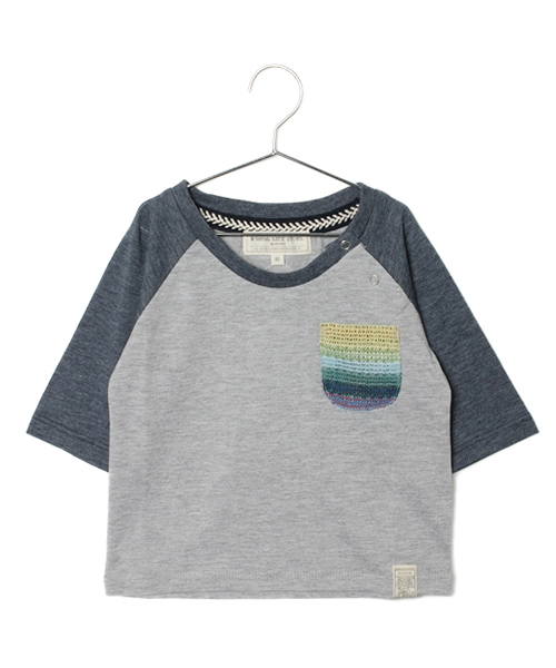 B:MING by BEAMS（ビーミングバイビームス）の「□Aビーミング by ビームス / カラーブロック7分袖Tシャツ（Tシャツ/カットソー・キッズ・ライトグレー/クリーム/ミント・80/90/100/110/120/130/140/150）」の2枚目の写真