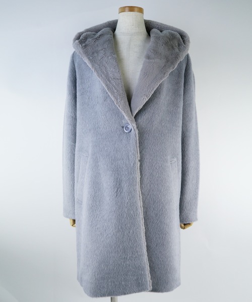 reca（レカ）の「シャギーファーロングコート（ダウンジャケット/コート・レディース・ライトグレー/杢グレー/キャメル/ピンクベージュ・M）」の5枚目の写真