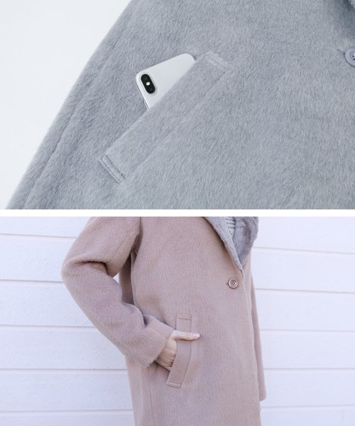 reca（レカ）の「シャギーファーロングコート（ダウンジャケット/コート・レディース・ライトグレー/杢グレー/キャメル/ピンクベージュ・M）」の7枚目の写真