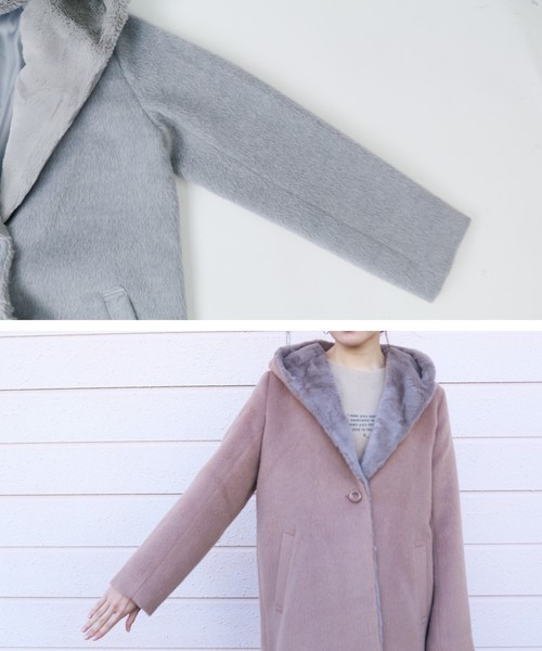 reca（レカ）の「シャギーファーロングコート（ダウンジャケット/コート・レディース・ライトグレー/杢グレー/キャメル/ピンクベージュ・M）」の11枚目の写真