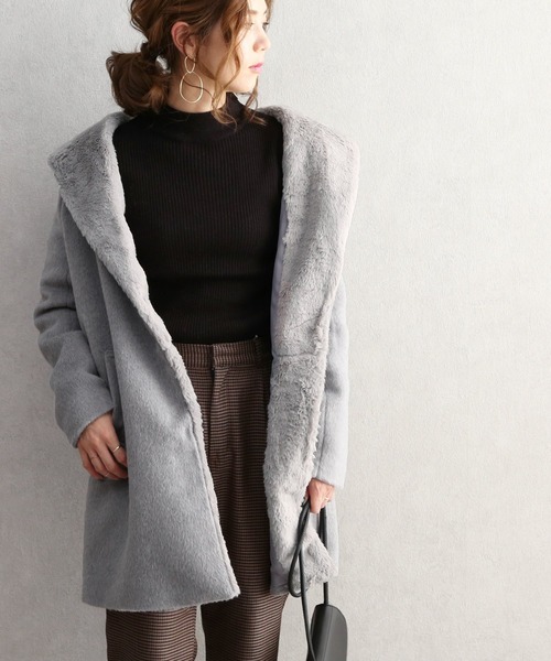 reca（レカ）の「シャギーファーロングコート（ダウンジャケット/コート・レディース・ライトグレー/杢グレー/キャメル/ピンクベージュ・M）」の21枚目の写真