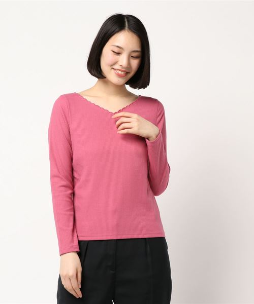 earth music&ecology（アースミュージックアンドエコロジー）の「・衿スカラップテレコプルオーバー ●＊（Tシャツ/カットソー・レディース・グレー系その他/アイボリー/ブラック/グリーン/ピンク/ラベンダー・S/M）」の6枚目の写真