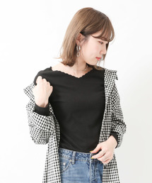 earth music&ecology | ・衿スカラップテレコプルオーバー ●(Tシャツ/カットソー)
