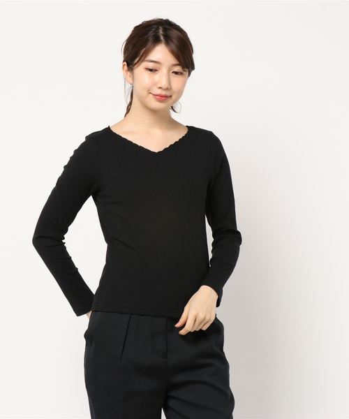 earth music&ecology（アースミュージックアンドエコロジー）の「・衿スカラップテレコプルオーバー ●＊（Tシャツ/カットソー・レディース・グレー系その他/アイボリー/ブラック/グリーン/ピンク/ラベンダー・S/M）」の10枚目の写真