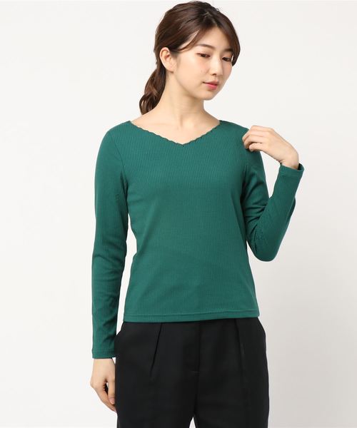 earth music&ecology（アースミュージックアンドエコロジー）の「・衿スカラップテレコプルオーバー ●＊（Tシャツ/カットソー・レディース・グレー系その他/アイボリー/ブラック/グリーン/ピンク/ラベンダー・S/M）」の21枚目の写真