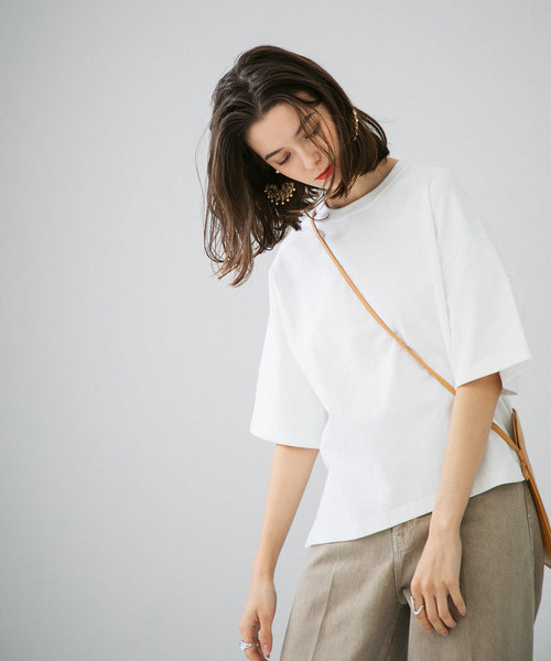 PUBLIC TOKYO（パブリックトウキョウ）の「極 MVS クルーネック 無地 Tシャツ（Tシャツ/カットソー・レディース・ホワイト/ピンク/ダークグレー/ライトベージュ/サックスブルー/カーキ・FREE）」の2枚目の写真