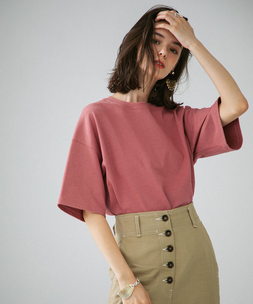 PUBLIC TOKYO（パブリックトウキョウ）の「極 MVS クルーネック 無地 Tシャツ（Tシャツ/カットソー・レディース・ホワイト/ピンク/ダークグレー/ライトベージュ/サックスブルー/カーキ・FREE）」の6枚目の写真