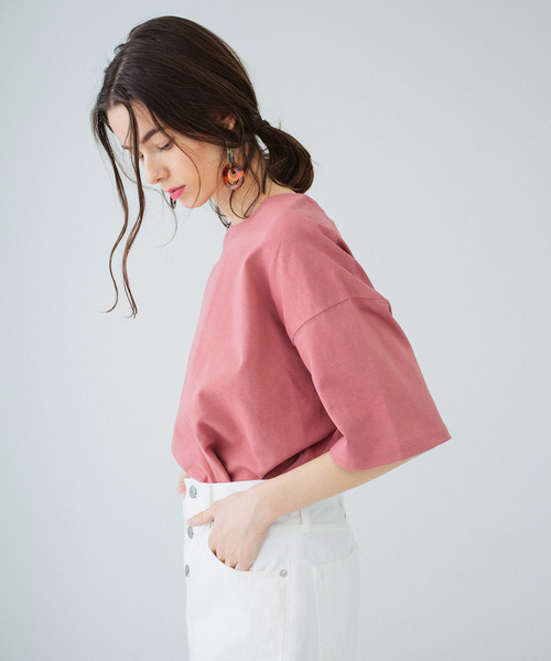 PUBLIC TOKYO（パブリックトウキョウ）の「極 MVS クルーネック 無地 Tシャツ（Tシャツ/カットソー・レディース・ホワイト/ピンク/ダークグレー/ライトベージュ/サックスブルー/カーキ・FREE）」の7枚目の写真