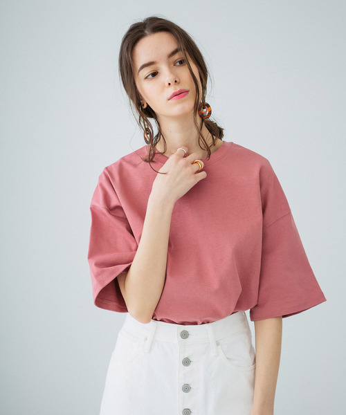 PUBLIC TOKYO（パブリックトウキョウ）の「極 MVS クルーネック 無地 Tシャツ（Tシャツ/カットソー・レディース・ホワイト/ピンク/ダークグレー/ライトベージュ/サックスブルー/カーキ・FREE）」の8枚目の写真