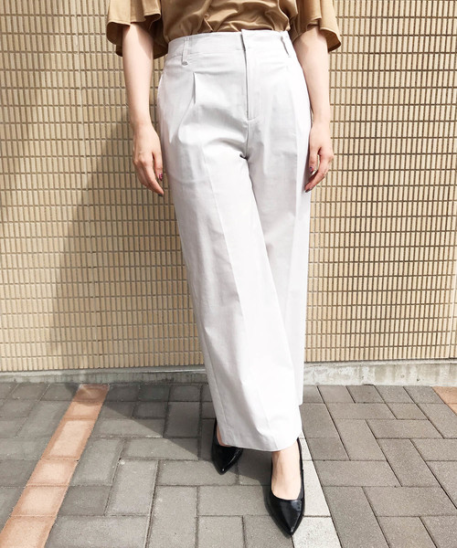 A/C DESIGN BY ALPHA CUBIC（エーシーデザインバイアルファキュービック）の「◇カタログ掲載◇【麻シリーズ】麻入りワイドパンツ（その他パンツ・レディース・サックスブルー/ライトグレー/ネイビー・67/64）」の2枚目の写真