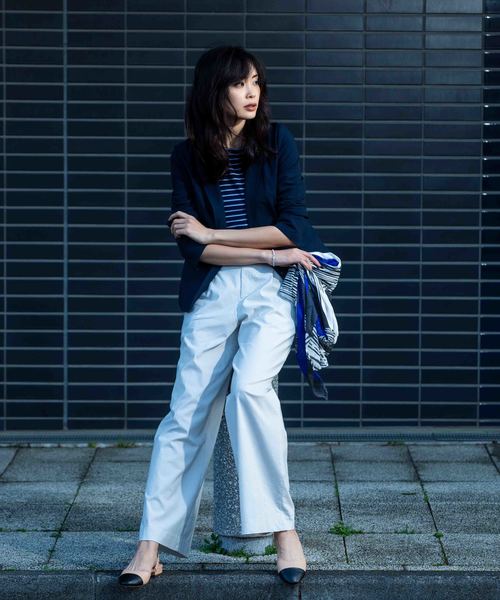 A/C DESIGN BY ALPHA CUBIC（エーシーデザインバイアルファキュービック）の「◇カタログ掲載◇【麻シリーズ】麻入りワイドパンツ（その他パンツ・レディース・サックスブルー/ライトグレー/ネイビー・67/64）」の18枚目の写真