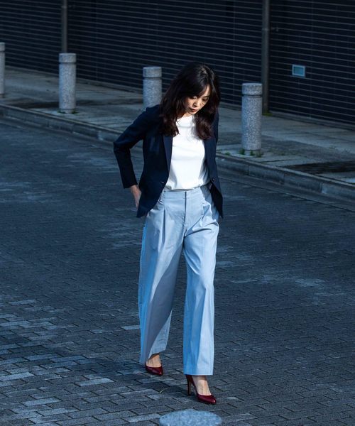 A/C DESIGN BY ALPHA CUBIC（エーシーデザインバイアルファキュービック）の「◇カタログ掲載◇【麻シリーズ】麻入りワイドパンツ（その他パンツ・レディース・サックスブルー/ライトグレー/ネイビー・67/64）」の20枚目の写真